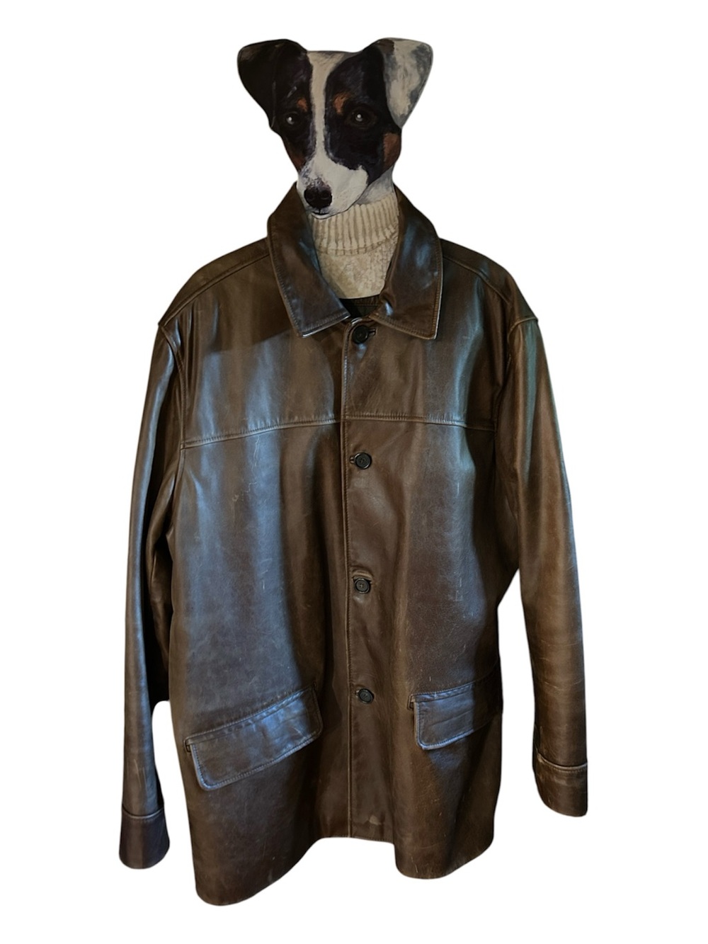 J Crew Vintage Mens Leather Coat